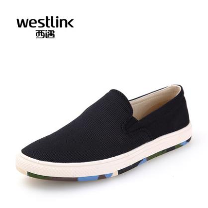 Westlink/西遇2015夏季新款套脚一脚蹬懒人乐福鞋驾车拼接男布鞋
