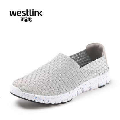 Westlink/西遇2015秋季新款闪亮橡筋编织套脚运动休闲慢跑女单鞋