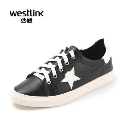 Westlink/西遇2015秋季新款韩版休闲星星拼接系带平底板鞋女鞋
