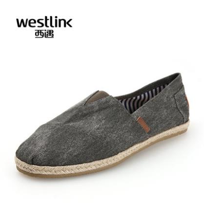 Westlink/西遇2015夏季新款套脚一脚蹬民族风编麻绳懒人男帆布鞋